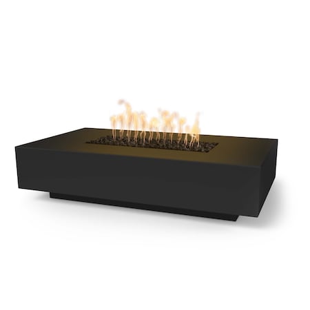 The Outdoor Plus 90 Rectangular Cabo Fire Pit, Powder Coated Metal, Black, Match Lit with Flame Sense, Liquid Propane OPT-CBLN90PCFSML-BLK-LP
